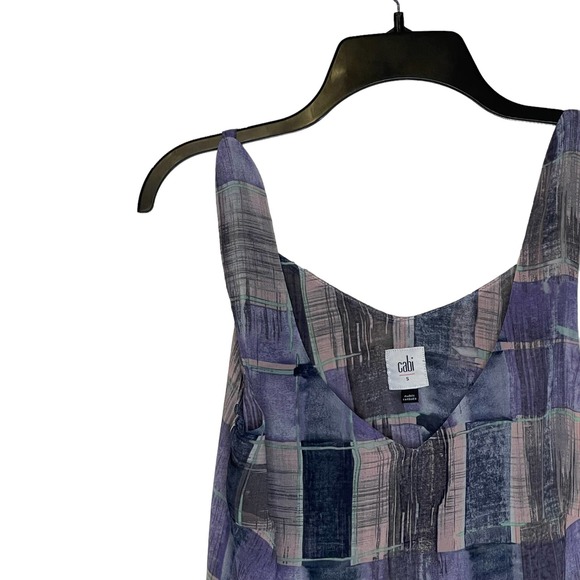 CAbi Quiz Plaid Painted Top Sleeveless Women Small V-Neck‎ Adjustable Strap NWT - Picture 4 of 9